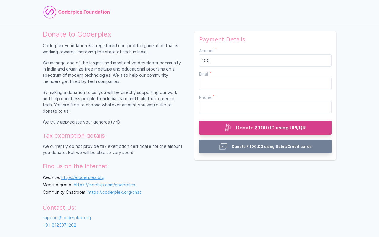 Coderplex Donation Page
